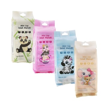 Vezza Home Vezza-47 ( Mini ) Cep Islak Mendil ( Mix ) ( 14x15cm ) ( 8pcs X 8 Pkt=64pcs )