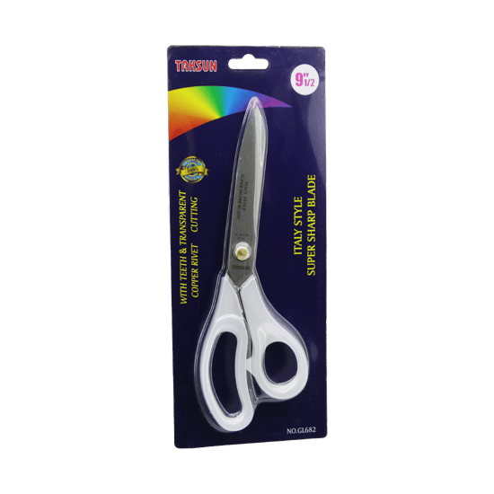 Taksun Gl-682 ( 9½" ) ( İtalyan Stili ) Terzi Makas (şeffaf Buzlu Plastik Sap) (süper Keskin Bıçaklar) (bakır Perçin)