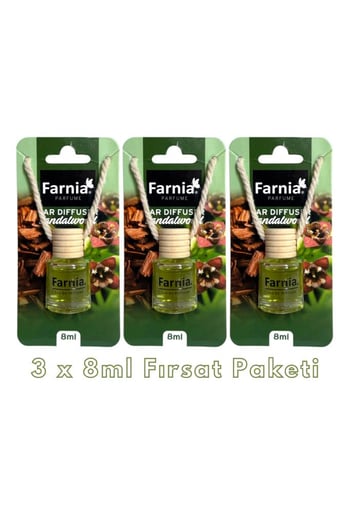 Farnia Yüksek Esanslı Askılı Araç Kokusu Edp Parfüm Sandal Ağacı 8 Ml 3 Adet Avantaj Paketi