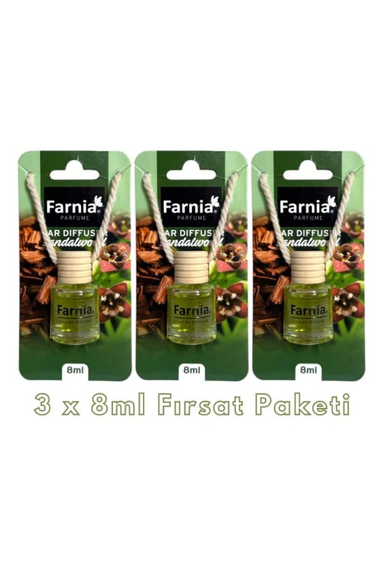 Farnia Yüksek Esanslı Askılı Araç Kokusu Edp Parfüm Sandal Ağacı 8 Ml 3 Adet Avantaj Paketi