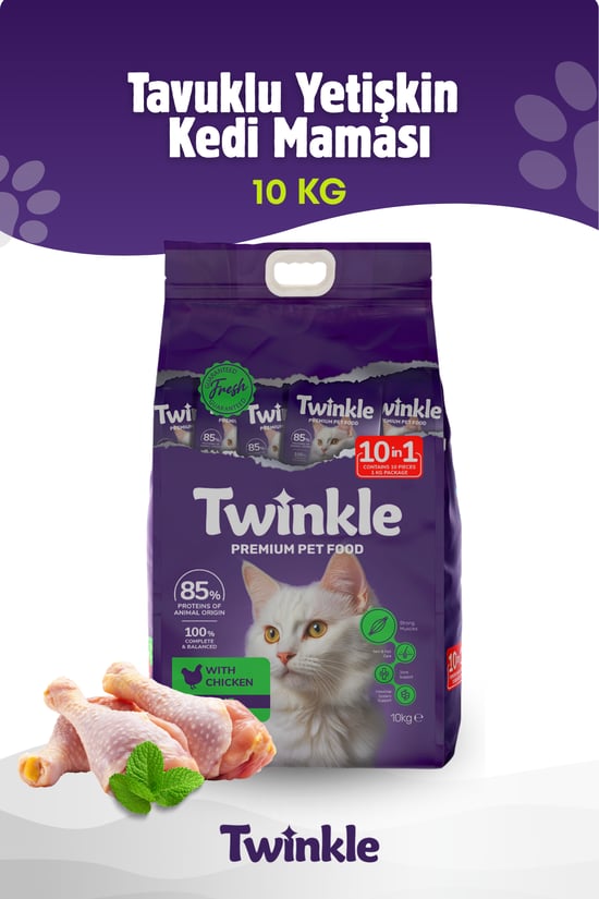 Twinkle Tavuklu Yetişkin Kedi Maması 10 Kg.