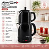 Awox Fresco ( Siyah ) ( 2in1= Çaycı & Kettle ) ( Çelik ) Elektrikli Çay Makinası ( 1.7lt & 1.2lt ) ( Çay Süzgeçli ) ( 360° Dönebilir ) ( 2200w )