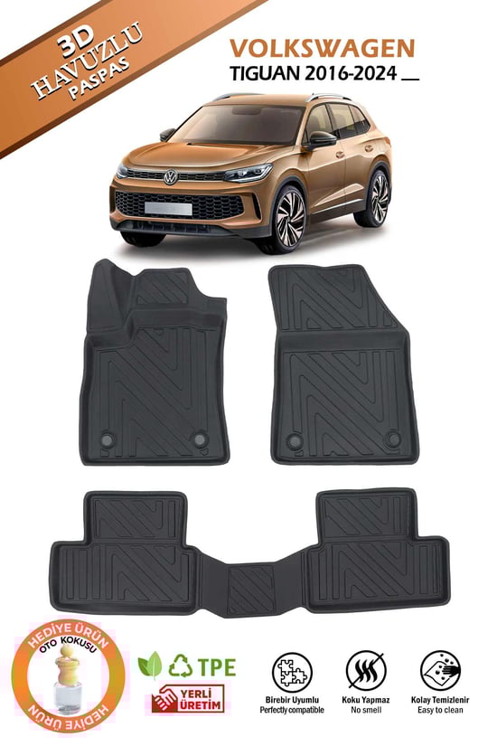 Pikas Havuzlu 3d Siyah Paspas Takımı, Volkswagen-tiguan-2016-2024