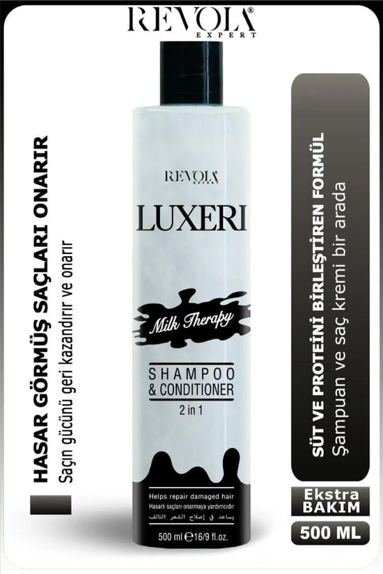 Revola Luxeri 2'si 1 Arada Şampuan ve Kondisyoner Yıpranmış Saçlar için Onarıcı 500 Ml Milk Therapy