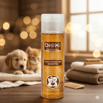 Bioxi® Gold & Brown Care Shampoo – Altın ve Kahverengi Tüylü Kedi ve Köpekler için Bakım Şampuanı