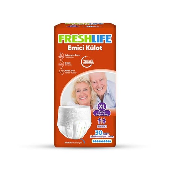 Freshlife Emici Külot 30 Lu Ekstra Büyük Boy Xlarge Bel Ölçüsü 130-170 Cm