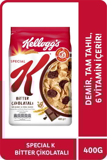 Kellogg's Special K Bitter Çikolatalı Kahvaltılık Tam Buğday ve Pirinç Gevreği 400 Gr,tam Tahıllı