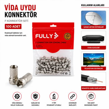 Fully E-320a ( Ef ) ( Vida ) ( 100pcs ) Uydu Konnektör