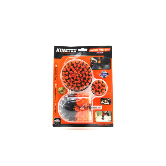 Kinetex Ktx-3375 ( 3pcs Set ) Matkap Fırçası (1/4" & 6.3mm) (büyük Düz= 4" İnç ) (yuvarlak= 3.5" İnç) (uç Fırça= 2" İnç)