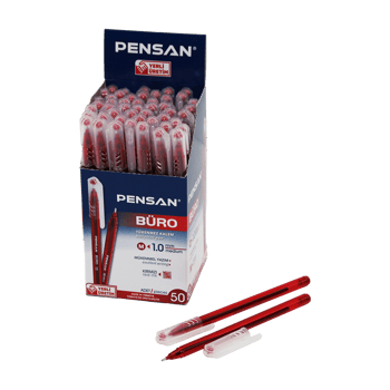 Pensan Büro ( Kırmızı ) Tükenmez Kalem ( M-medium & 1.0mm Uç )