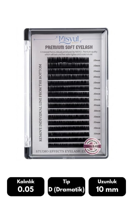 Misyul 0.05d Dramatik Kıvrım 10 Mm Soft Eyelash Doğal İpek Kirpik 16'lı