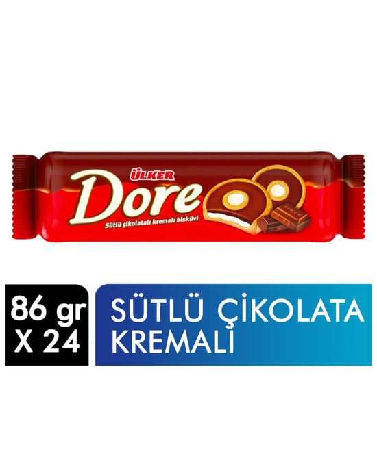 Ülker Dore Bisküvi 86 Gr X 24'lü Paket Sütlü Çikolatalı Kremalı