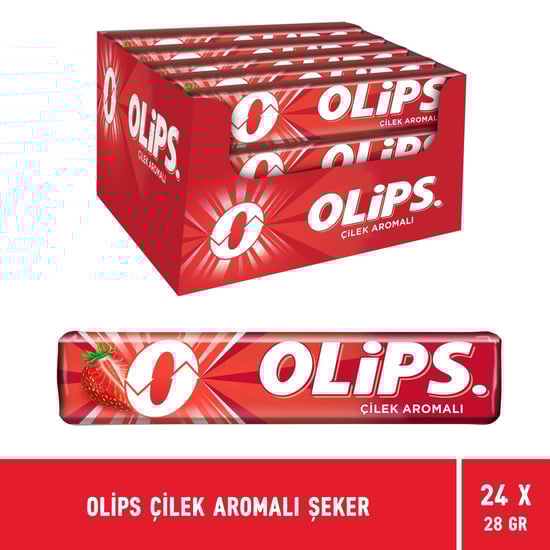 Olips Çilek Aromalı Şeker 28 Gr - 24 Adet
