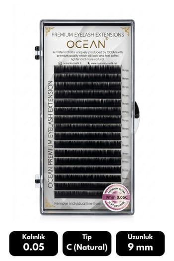 Ocean 0.05c Natural Kıvrım 9 Mm Soft Eyelash Doğal İpek Kirpik 16'lı