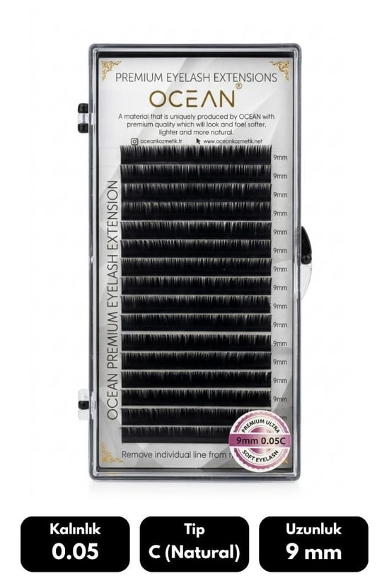Ocean 0.05c Natural Kıvrım 9 Mm Soft Eyelash Doğal İpek Kirpik 16'lı