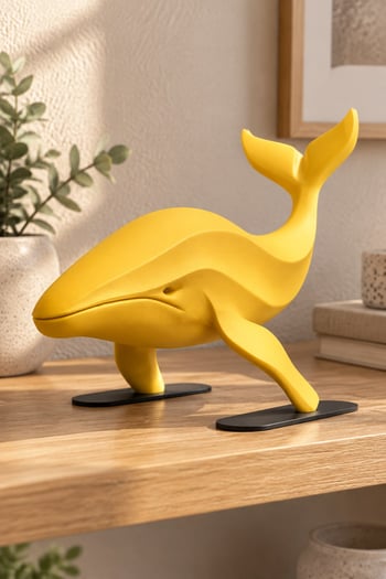 Balina Figürlü Dekoratif Biblo - 22cm Büyük Boy Sarı