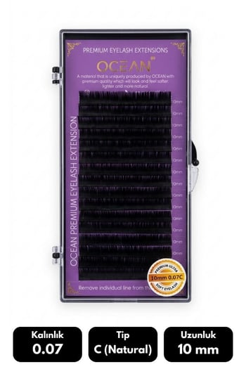 Ocean 0.07c Natural Kıvrım 10 Mm Soft Eyelash Doğal İpek Kirpik 16'lı
