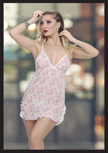 Kirlinova Çiçek Detaylı Desenli Fantezi Gecelik S1345