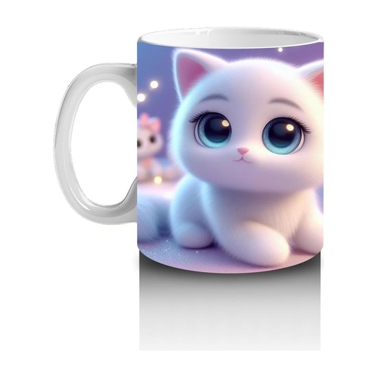 Çocuklara Sütü Sevdiren Masum Beyaz Kedi Kupa Bardak