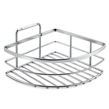 K13-098 ( Lamalı ) ( Tek Katlı & Üçgen ) ( Krom ) ( Metal ) Banyo Köşelik & Duşkabin Raf