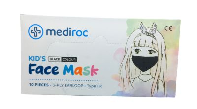 Mediroc ( Çocuk & 10pcs ) ( Siyah ) Medikal Cerrahi Maske Lastikli