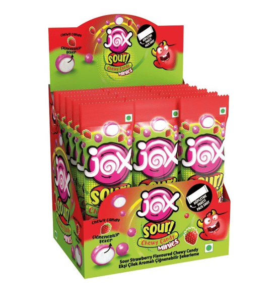 Jox Minies Ekşi Çilek Çiğnenebilir Şekerleme 10 Gr X 24 Adet