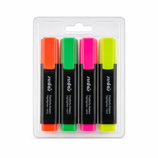 İnura Global Sırdaş Kod-6400 ( 4pcs ) Fosforlu Kalem ( Turuncu & Yeşil & Sarı & Pembe )