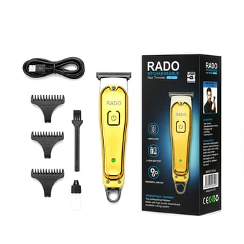 Rado Rd-3638 ( Sarı Metal Kaplama & Usb Sarjlı & T Bıçak) ( 3 Kesim Tarak & Yağ Şişe & Temizleme Fırça ) Saç Sakal Kesme & Traş Makine