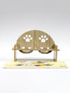 Ahşap Özel İsim Baskılı, Oval Kedi Köpek Mama Su Kabı Standı, Metal Suluk, Kedi Köpek Halısı