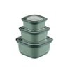Dünya-30906-999 Mikro Line ( 3pcs = 600-1100-1800ml ) ( Kare ) Plastik Saklama Kabı Set ( Mikrodalga Kullanılabilir )
