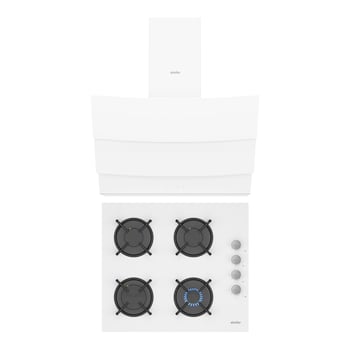 Simfer Steam Beyaz 2'li Cam Ankastre Set (3507 Ocak + 8707 Davlumbaz)