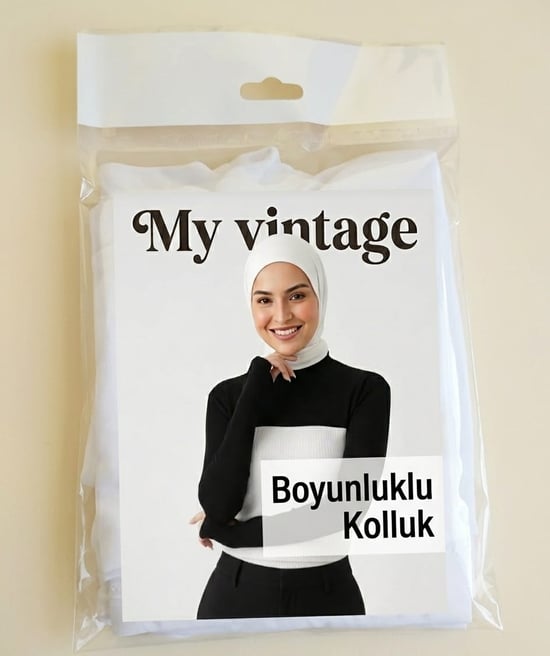 Dik Yaka Boyunluklu Kolluk Beyaz Uzun Kollu Boyunluk Tesettür Boyunluk Balıkçı Yaka Bodysuit
