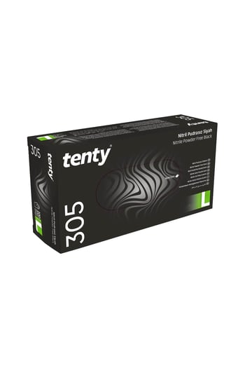Tenty 305 Pudrasız Nitril Eldiven L Beden Siyah 100'lü