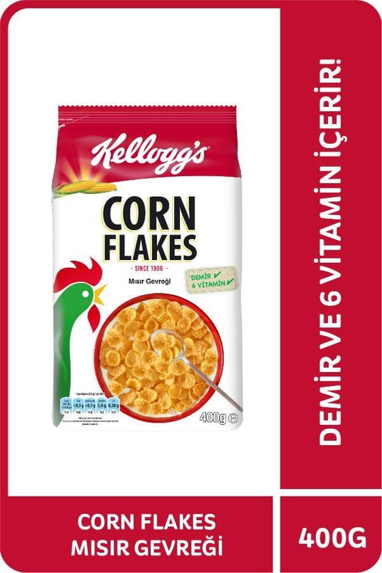 Kellogg's Corn Flakes Kahvaltılık Mısır Gevreği 400 Gr,lif Kaynağı,demir ve 6 Vitamin İçerir