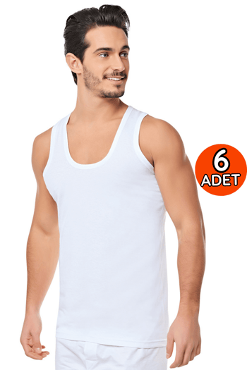 0001 Seher Erkek Penye Atlet 6'lı Paket Beyaz