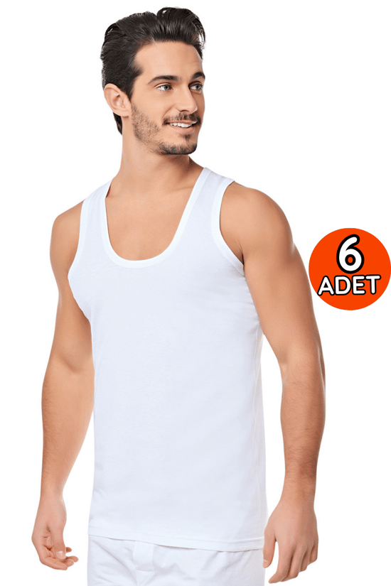 0001 Seher Erkek Penye Atlet 6'lı Paket Beyaz