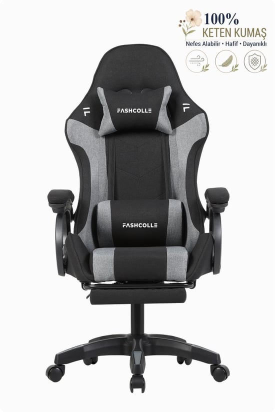 Fashcolle Dynamic Air Kumaş Grey Masajlı Oyuncu Koltuğu
