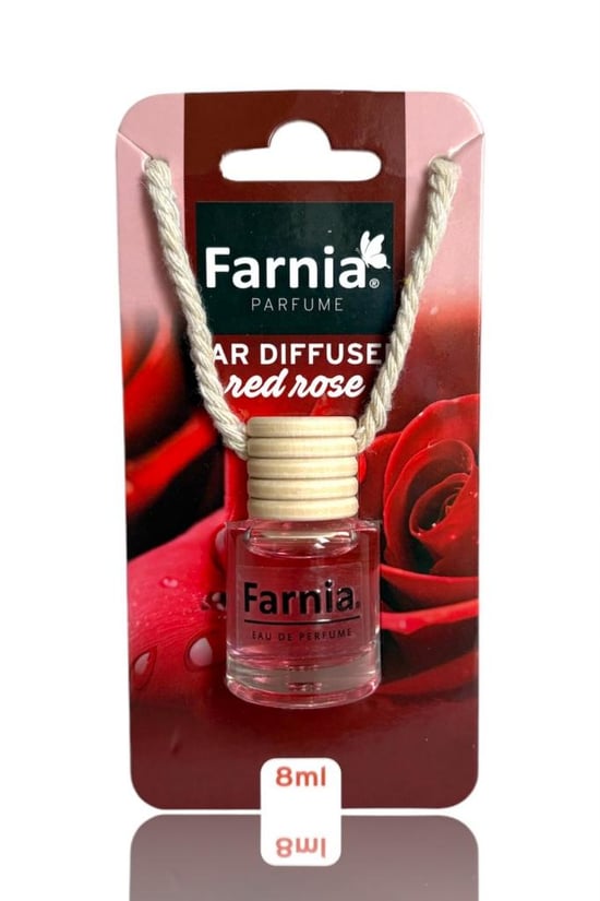 Farnia Yüksek Esanslı Askılı Araç Kokusu Edp Parfüm Kırmızı Gül 8 Ml