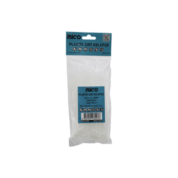 İ13-007 ( Beyaz ) ( 3.6x150mm ) ( Plastik ) Cırt Kelepçe ( Kablo Bağı ) ( 100pcs )