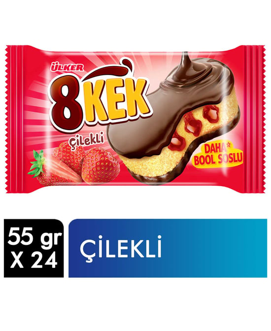 Ülker Dankek 8 Kek 55 Gr 24'lü Çilekli