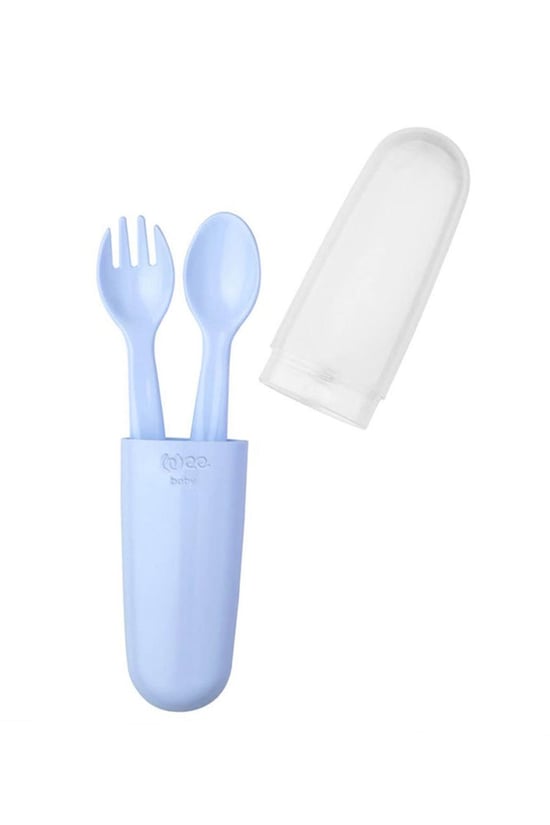 Wee Baby Saklama Kutulu Çatal Kaşık Seti Mavi