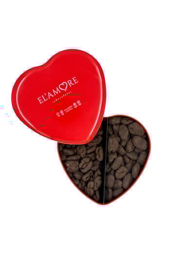 Elamore Çikolata Şeker İlavesiz, Glütensiz, Vegan Mix Bitter Çikolata - Büyük Kalp Metal Kutu, 400 gr