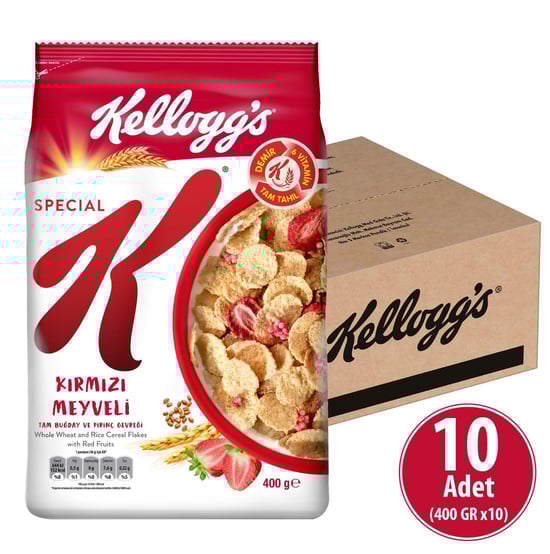 Kellog's Special K Kırmızı Meyveli Kahvaltılık Tam Buğday ve Pirinç Gevreği 400 Gr X 10 Adet