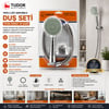 Tudor Tdr-254 ( Vakumlu & Krom ) Lüks Duş Seti ( Metal Yaylı Hortum=150cm ) (mafsal )