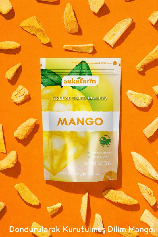Sekafarm Dondurularak Kurutulmuş Mango 20 g – Freeze Dry Meyve Cipsi