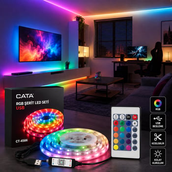 Cata Rgb Şerit Led Seti ( Usb ) Ct-4566 12v