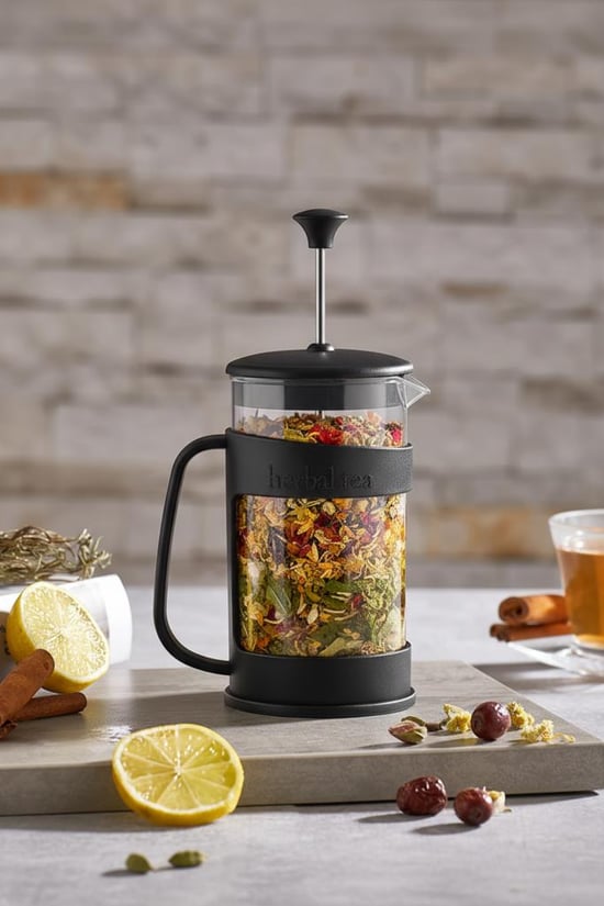 Qlux Ideas 400 Ml French Press Kahve Demleme Potu - Bpa Free Plastik Gövde, Kolay Kullanım, Filtreli Bitki Çayı ve Kahve Demleyici