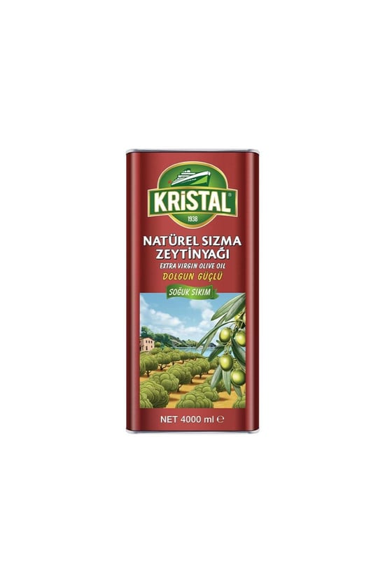 Kristal Natürel Sızma Zeytinyağı Dolgun Güçlü 4 L Teneke