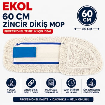 Flower 60 Cm Zincir Dikiş Mop-paspas Zincir Dikiş Mop-beyaz