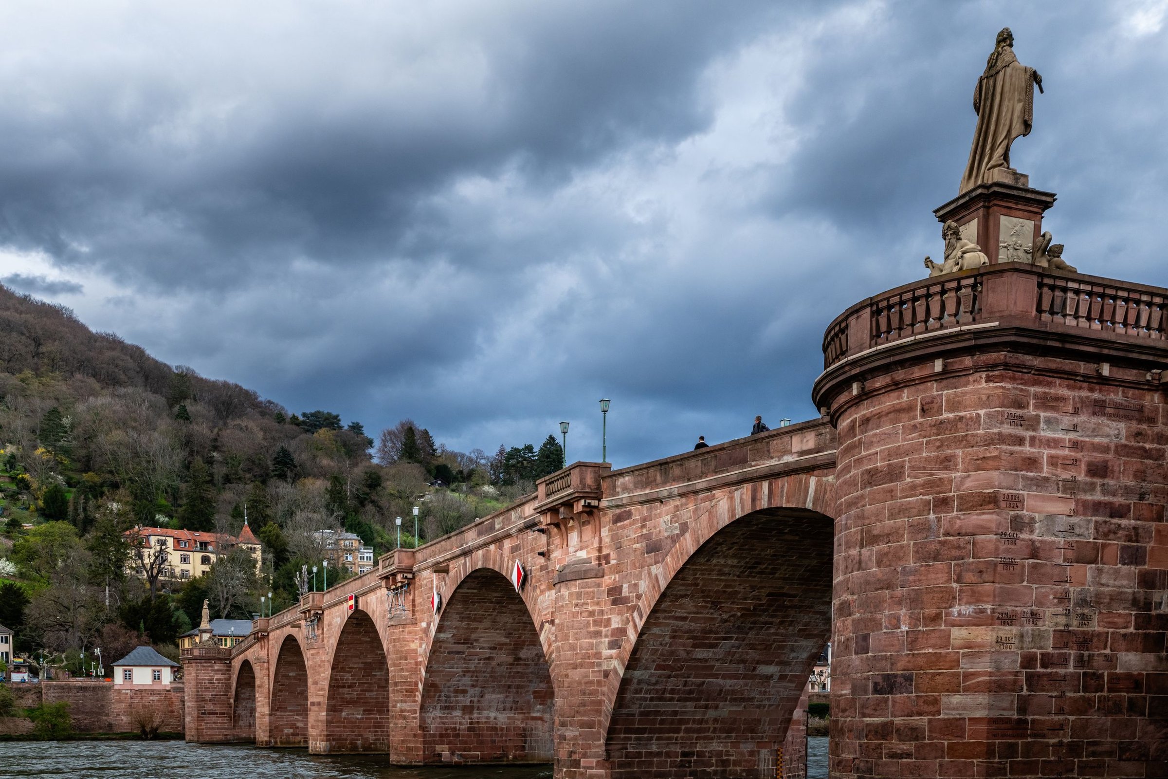 Dinda & Raka: Selfie berdua di Old Bridge Heidelberg, patung monyet jadi latar wajib.